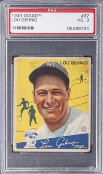 1934 Goudey #37 Lou Gehrig – PSA VG 3